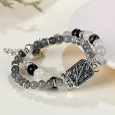 Natural Crystal Labradorite Black Rutilated Quartz Double Layer Bracelet - Growth & Energy